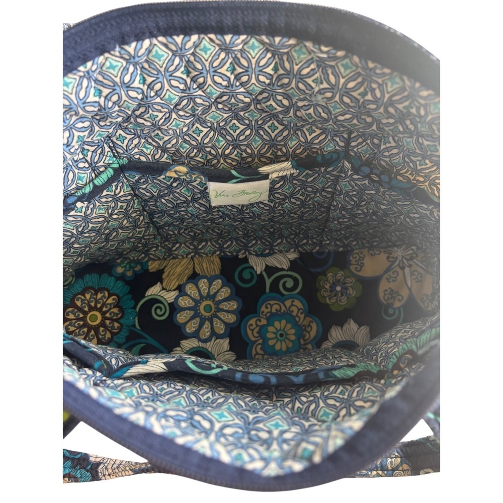 Vera Bradley Small Tote Bag Mod Blue Floral Quilted Cotton Retired Pattern - Picture 6 of 8